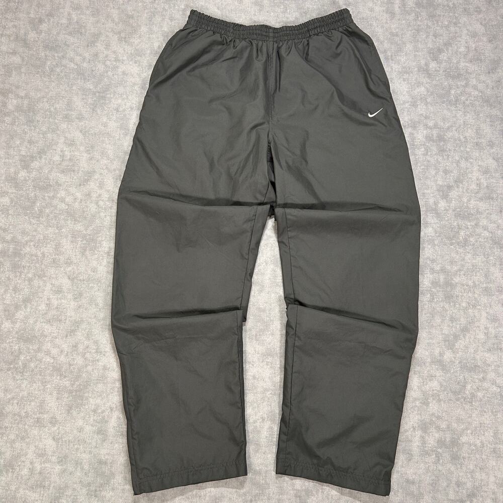 Nike Windbreaker Track Pants 446413-061 Mens L Y2K Dark Gray Lined Ankle Zip